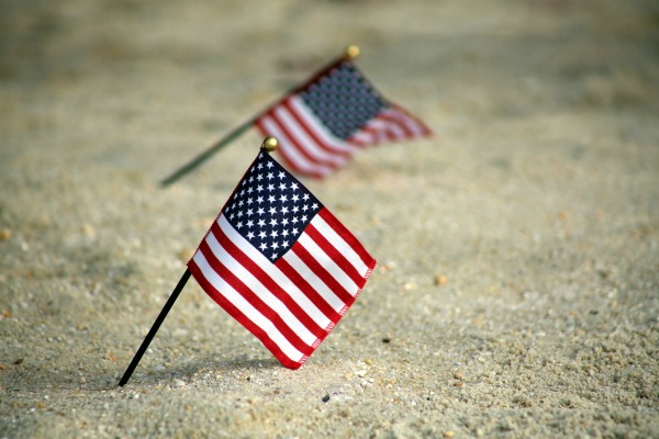 flags in sand