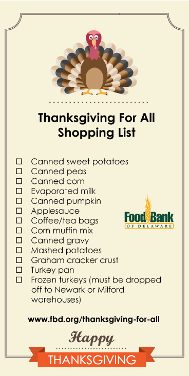 Food Bank of Delaware Food Drive Time: Thanksgiving for All